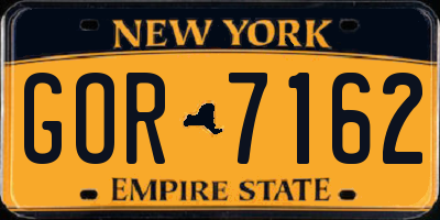NY license plate GOR7162