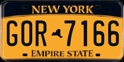 NY license plate GOR7166