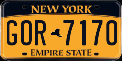 NY license plate GOR7170