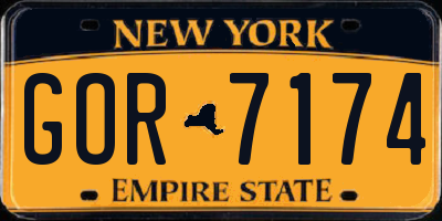 NY license plate GOR7174