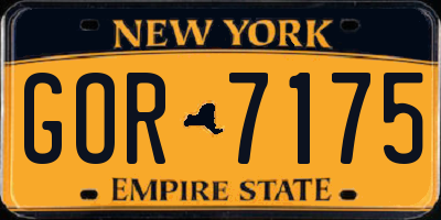 NY license plate GOR7175