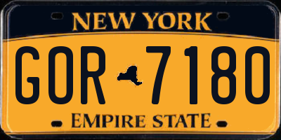 NY license plate GOR7180