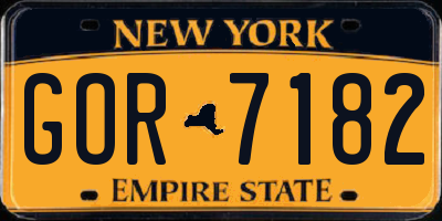 NY license plate GOR7182