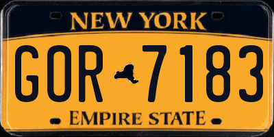 NY license plate GOR7183