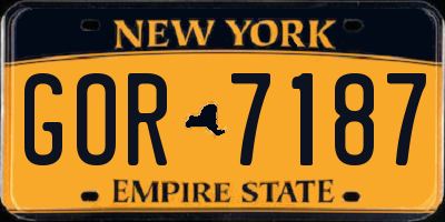 NY license plate GOR7187