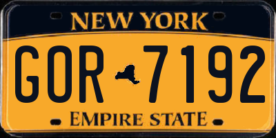 NY license plate GOR7192