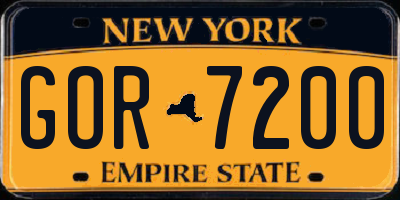 NY license plate GOR7200