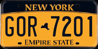 NY license plate GOR7201