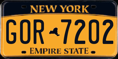 NY license plate GOR7202