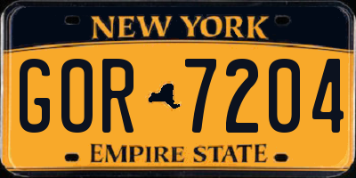 NY license plate GOR7204