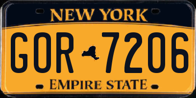 NY license plate GOR7206
