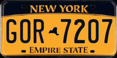 NY license plate GOR7207