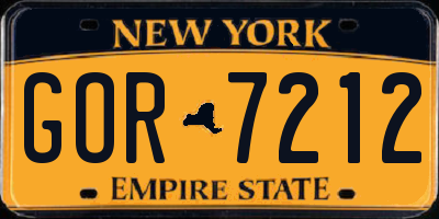 NY license plate GOR7212