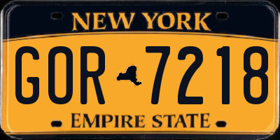 NY license plate GOR7218