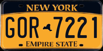 NY license plate GOR7221