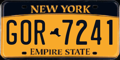 NY license plate GOR7241