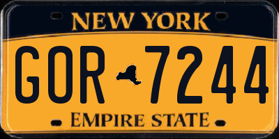 NY license plate GOR7244