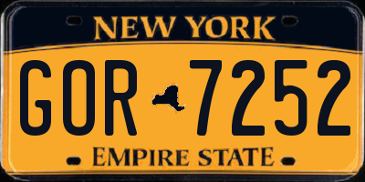 NY license plate GOR7252