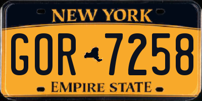 NY license plate GOR7258