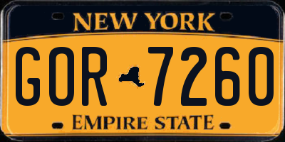 NY license plate GOR7260
