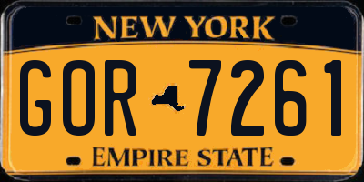 NY license plate GOR7261