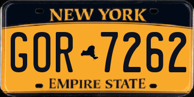 NY license plate GOR7262