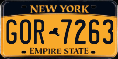 NY license plate GOR7263