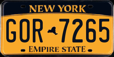 NY license plate GOR7265