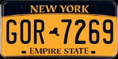 NY license plate GOR7269