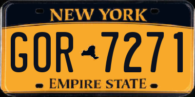 NY license plate GOR7271