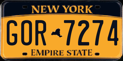 NY license plate GOR7274