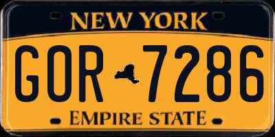 NY license plate GOR7286