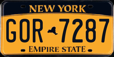 NY license plate GOR7287