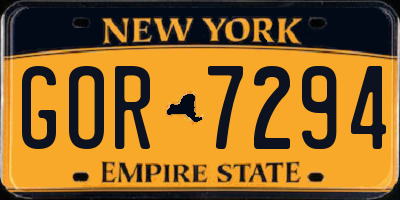NY license plate GOR7294