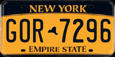 NY license plate GOR7296