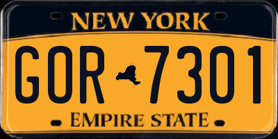 NY license plate GOR7301