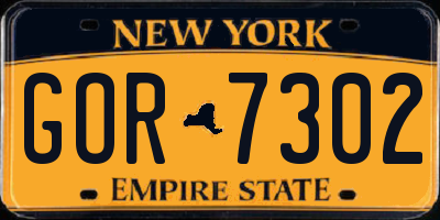 NY license plate GOR7302