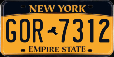 NY license plate GOR7312