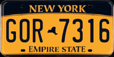 NY license plate GOR7316