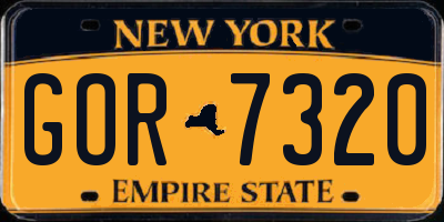 NY license plate GOR7320