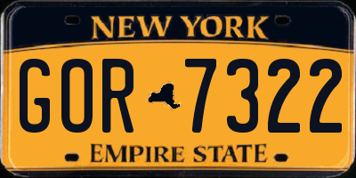 NY license plate GOR7322
