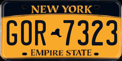 NY license plate GOR7323