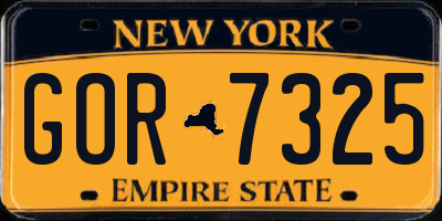 NY license plate GOR7325