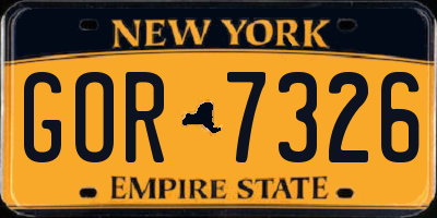 NY license plate GOR7326