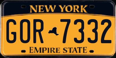 NY license plate GOR7332