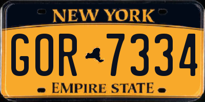 NY license plate GOR7334
