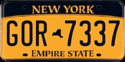 NY license plate GOR7337