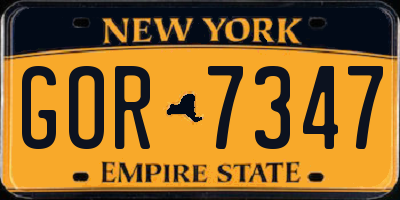 NY license plate GOR7347