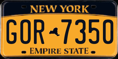 NY license plate GOR7350