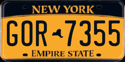 NY license plate GOR7355